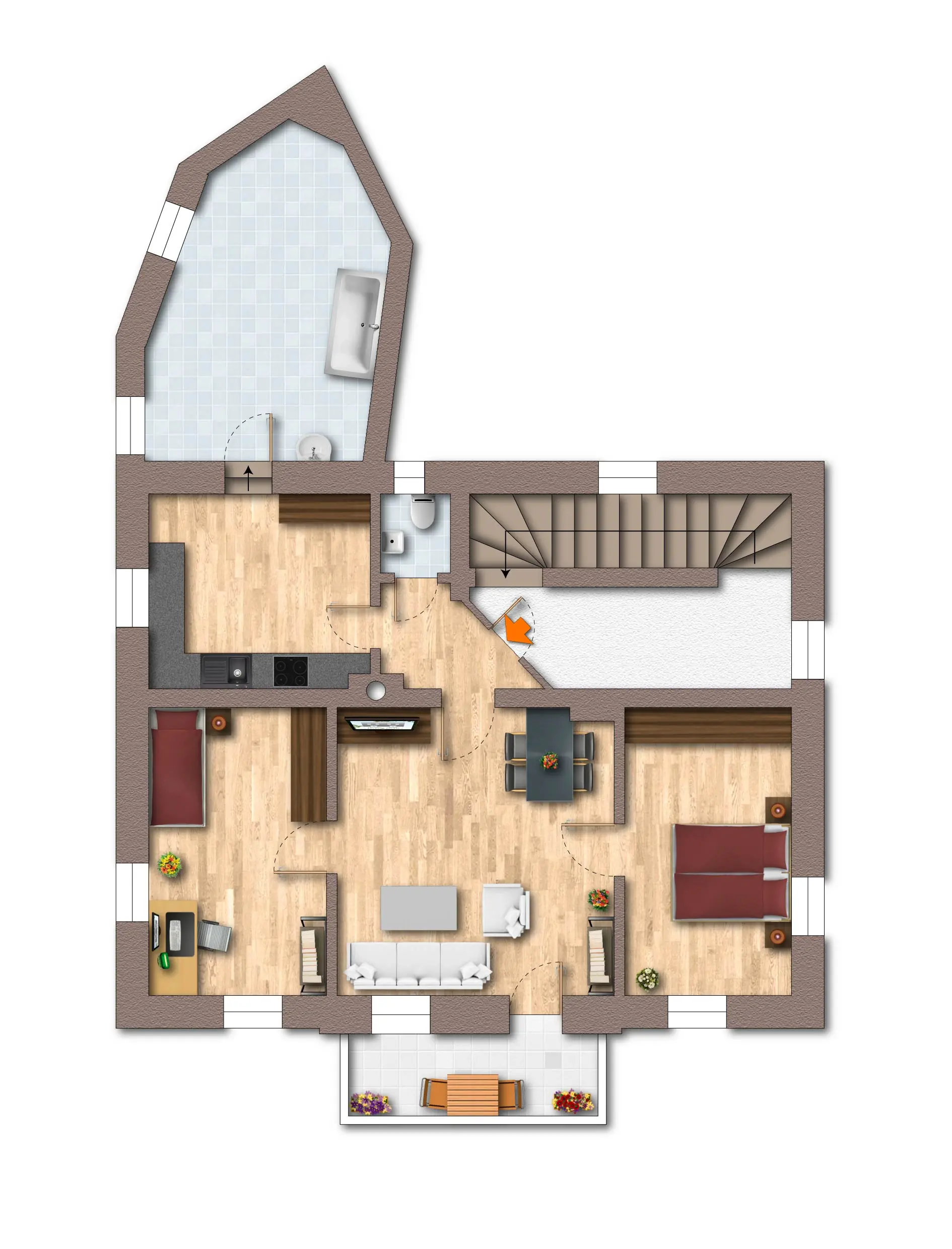 Grundriss Top2 | Stadthaus mit viel Potenzial in Bad Ischl zu kaufen | Objekt 1057 | Daxner Immobilien, Bad Ischl, Ebensee am Traunsee, Salzkammergut