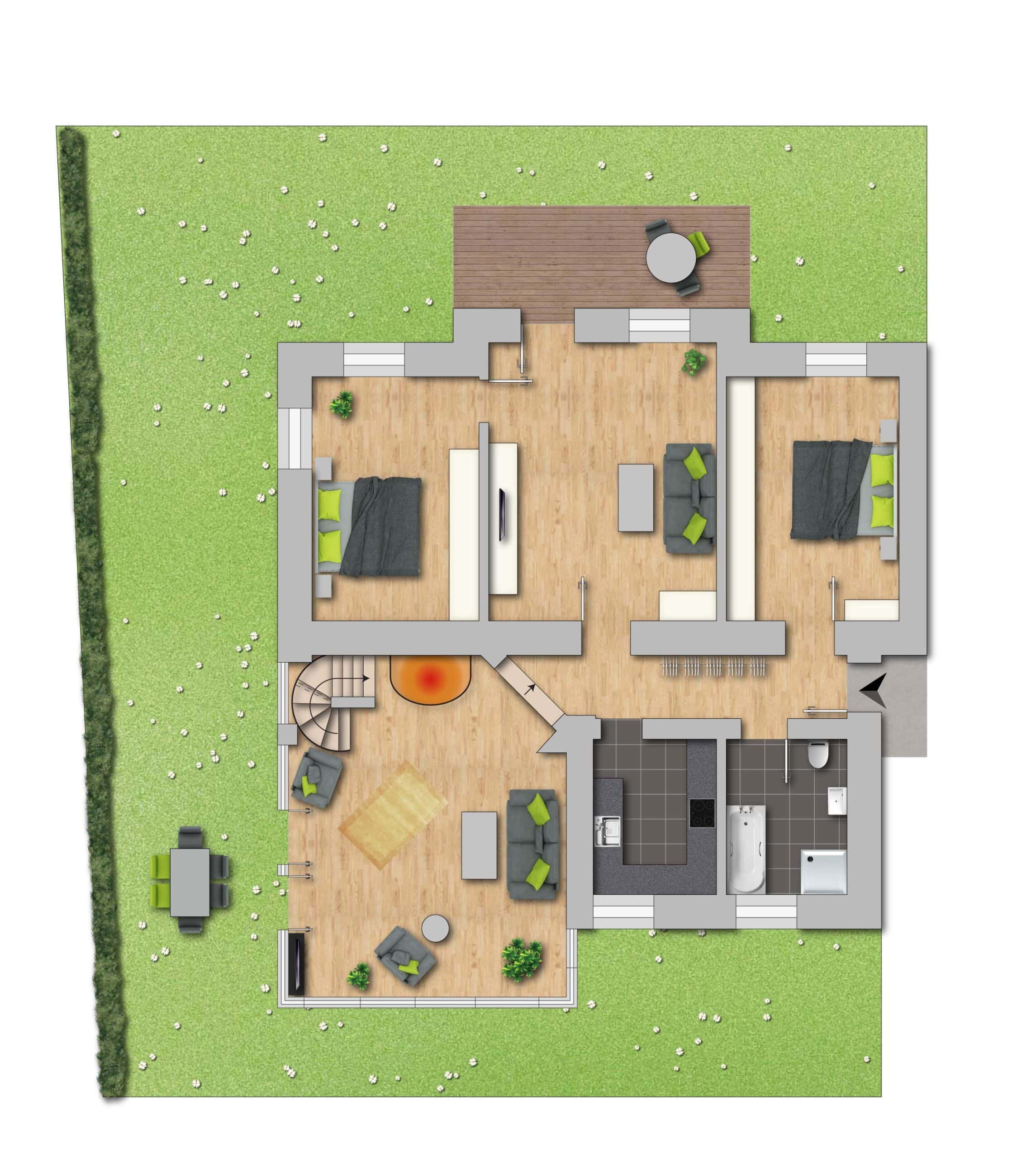 Grundriss Wohnung | Wohnen mit Charme und Gartenidylle in Bad Ischl | Gartenwohnung zu mieten | Objekt 1066 | Daxner Immobilien, Bad Ischl, Salzkammergut