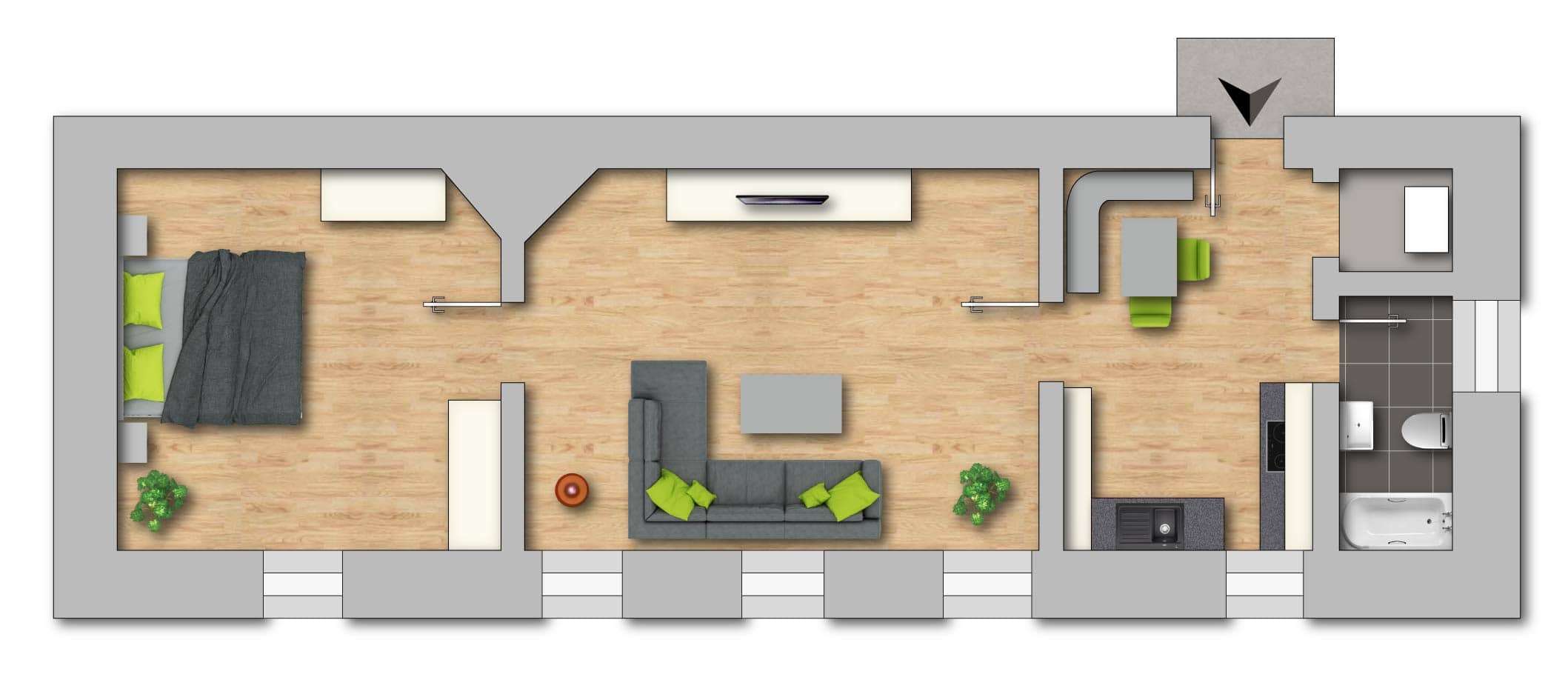 Grundriss Wohnung | Gepflegte Altbauwohnung in Zentrums- und Seenähe in Altmünster zu mieten | Daxner Immobilien, Ebensee am Traunsee, Bad Ischl, Salzkammergut