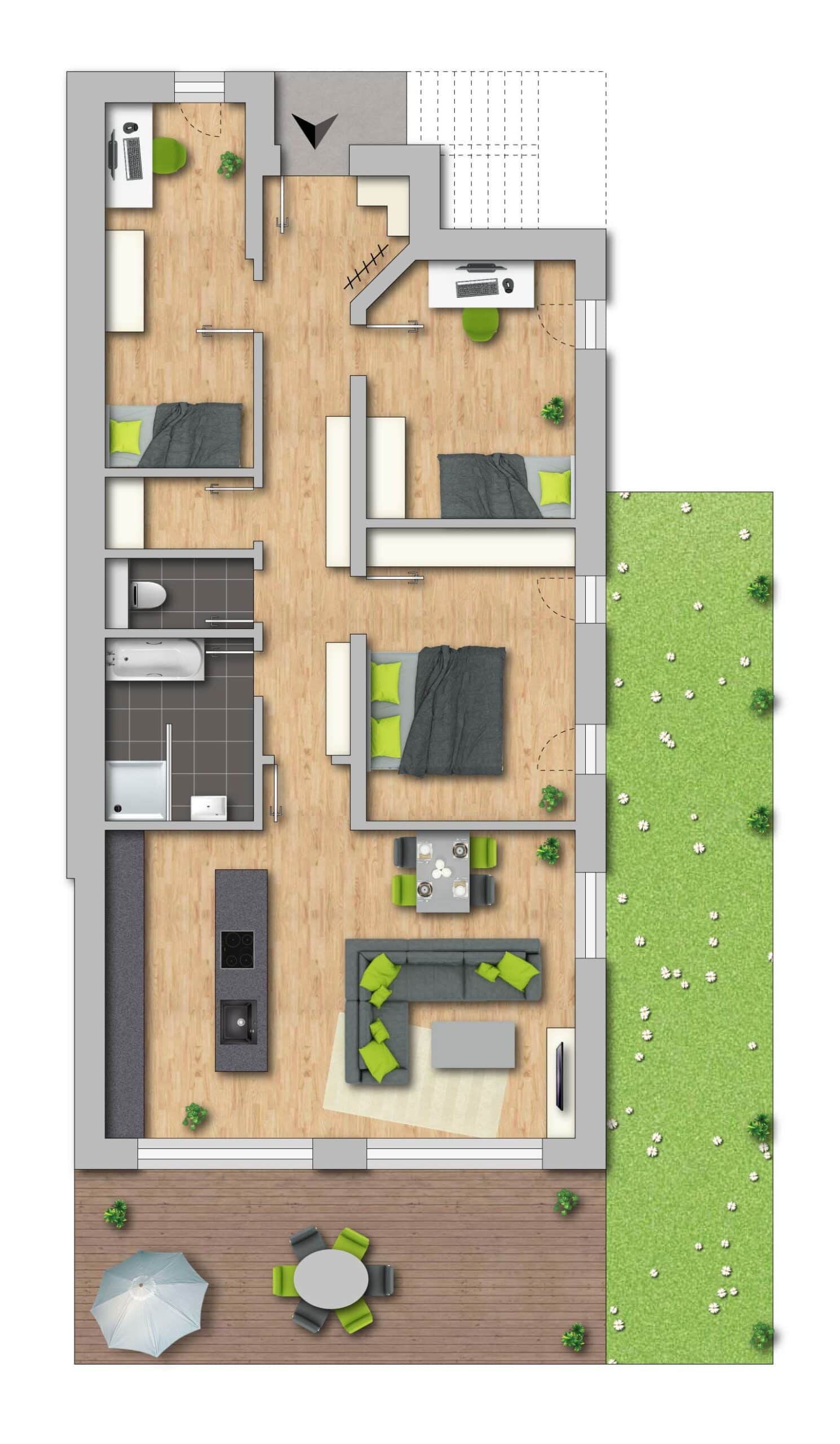 Grundriss Wohnung | Wohnen auf höchstem Niveau – exklusiv und stilvoll - in Bad Ischl, Salzkammergut | Objekt 1072 | Daxner Immobilien, Bad Ischl, Salzkammergut