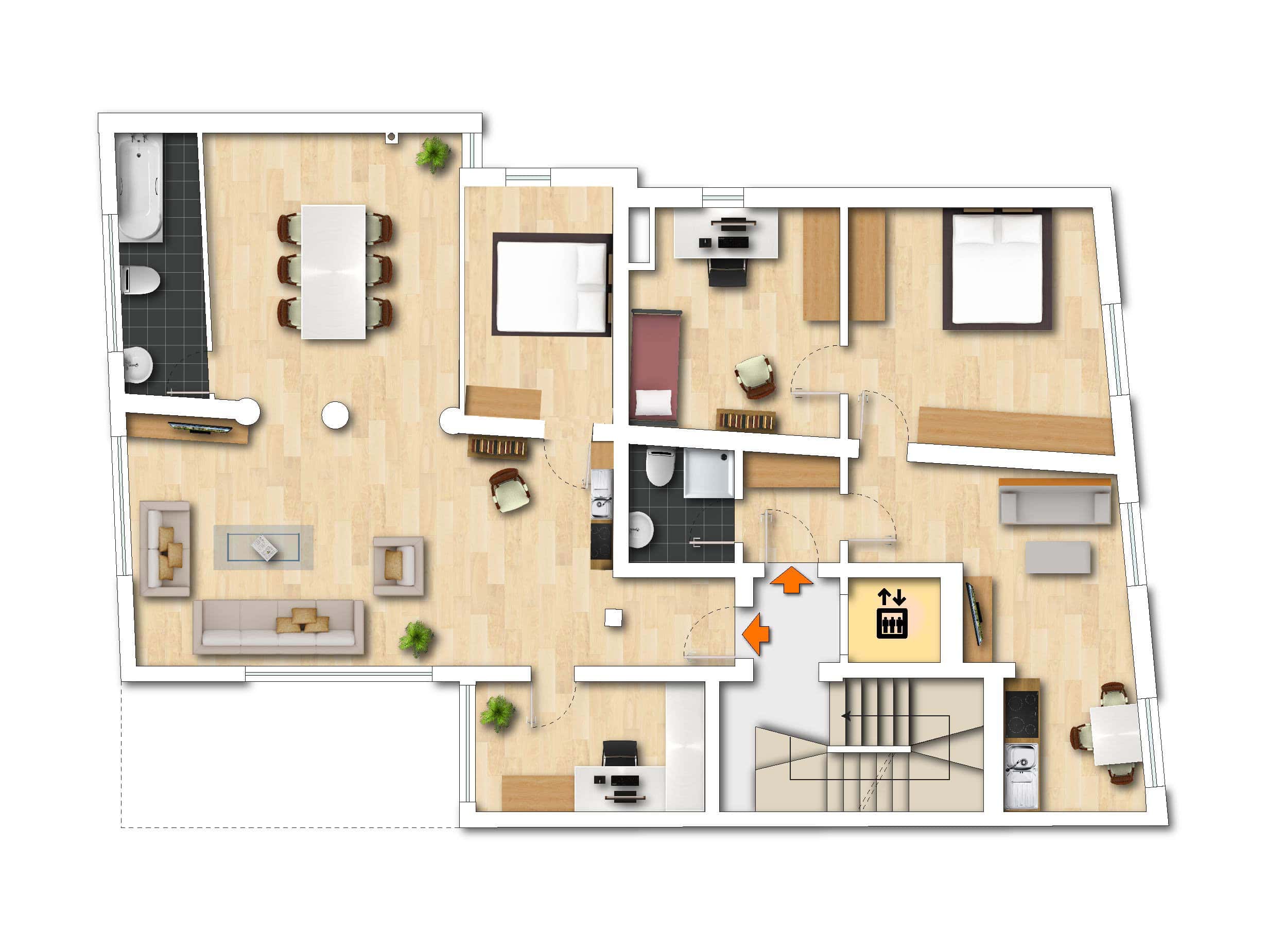 Grundriss 1. Obergeschoss | Stadthaus: Ertragsobjekt mit vielen Möglichkeiten im Zentrum von Gmunden zu kaufen | Objekt 1081 | Daxner Immobilien, Ebensee am Traunsee, Salzkammergut