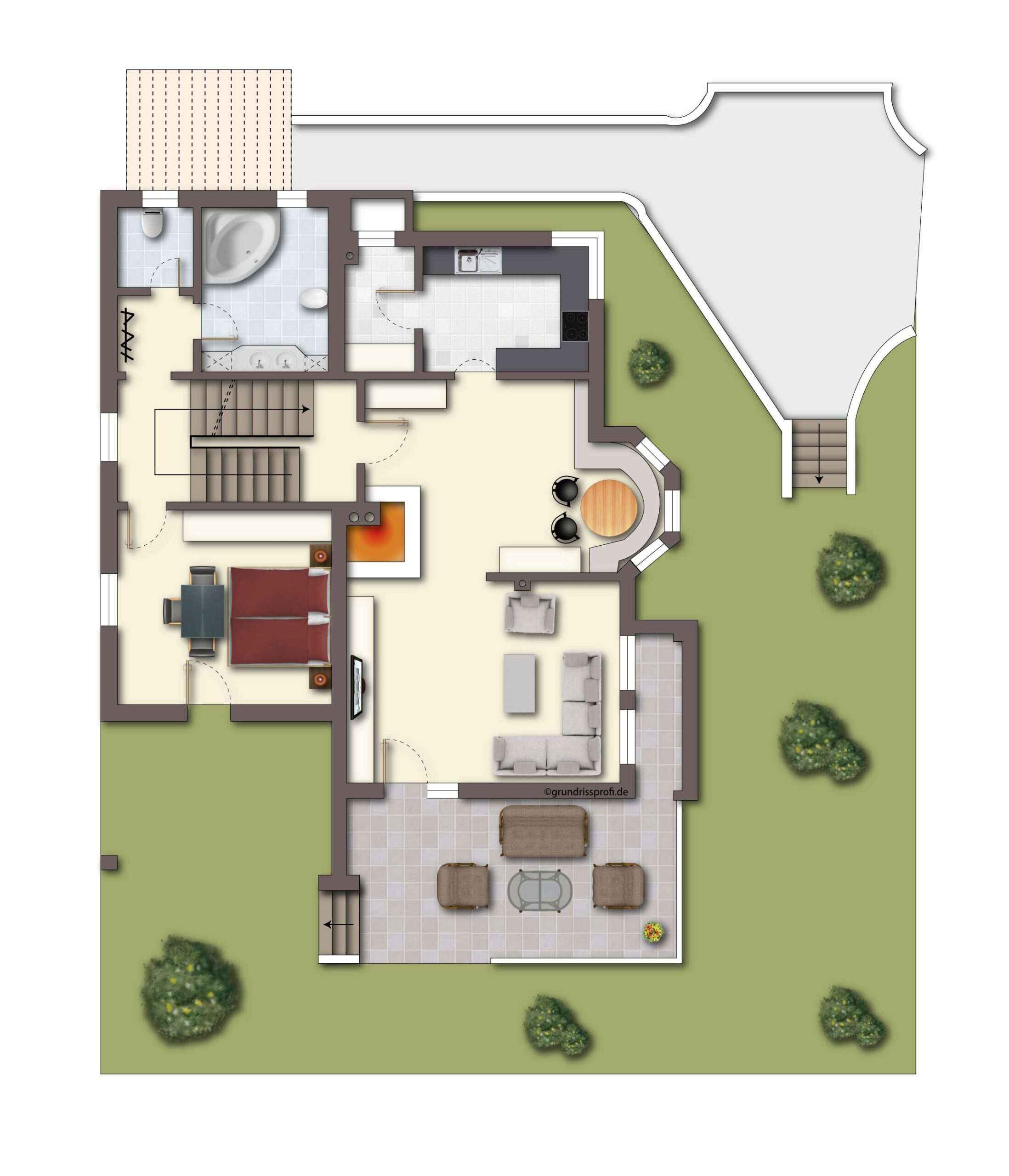 Grundriss Erdgeschoss | Landhaus in traumhafter Naturlage im Salzkammergut zu kaufen | Objekt 1082 | Daxner Immobilien, Ebensee am Traunsee, Salzkammergut