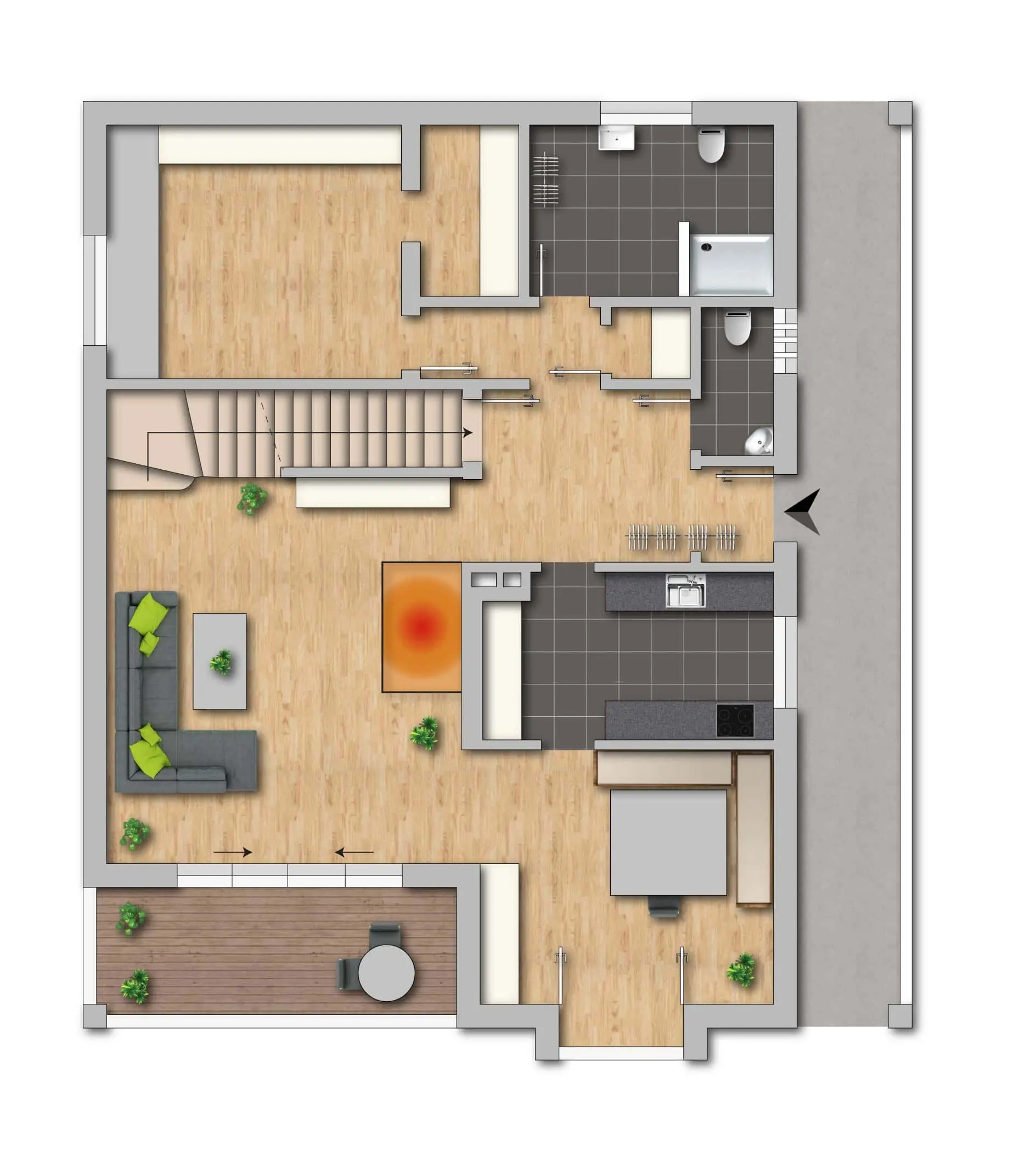 Grundriss Erdgeschoss | Gemütliches Einfamilienhaus auf 2.300m² Eigengrund in Ebensee am Traunsee zu kaufen | Objekt 1119 | Daxner Immobilien, Ebensee am Traunsee, Salzkammergut
