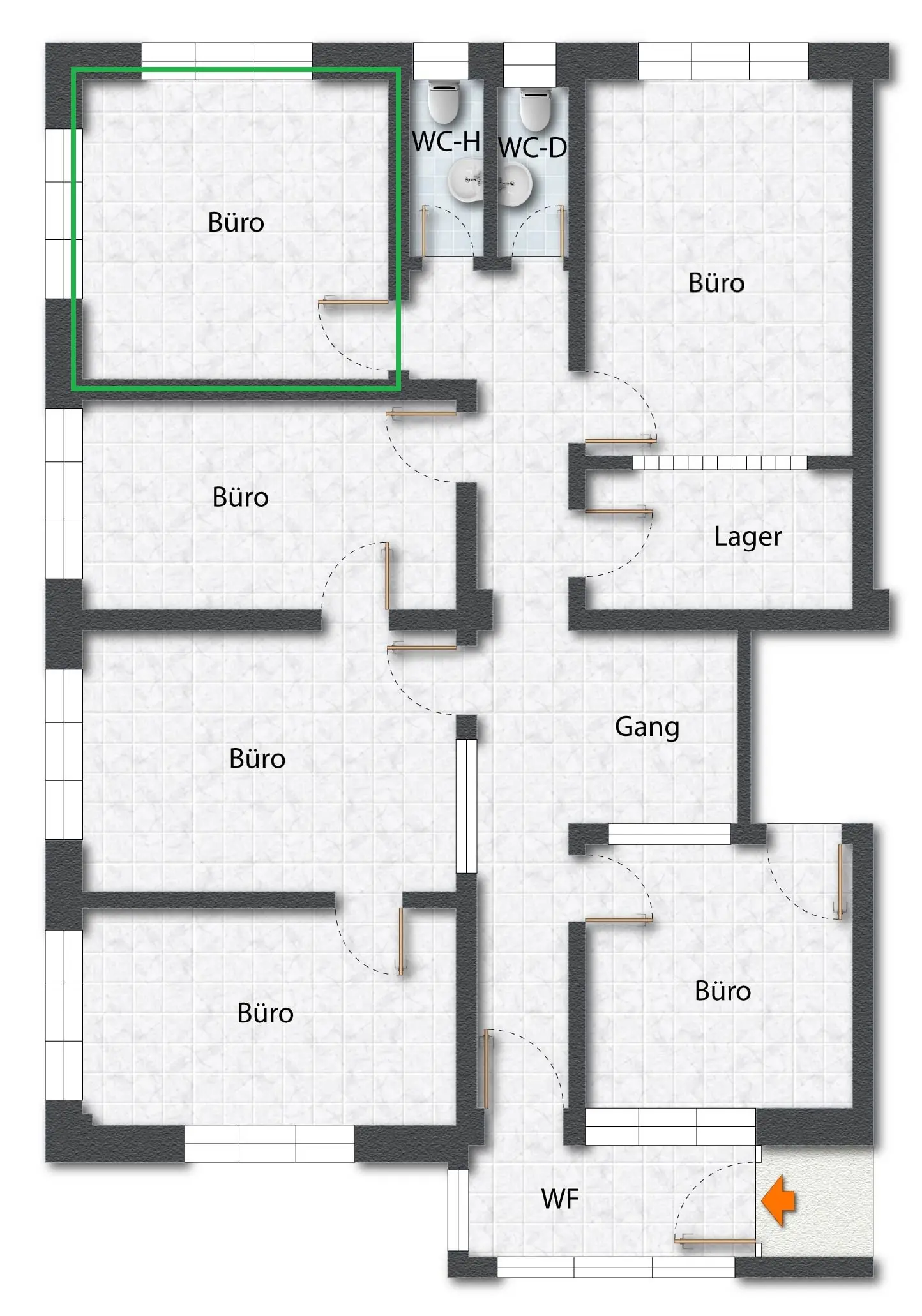 Grundriss Nutzfläche | Repräsentatives Büro oder Ordination mit Seeblick & Top-Infrastruktur in Altmünster zu mieten | Objekt 1139 | Daxner Immobilien, Ebensee am Traunsee, Salzkammergut