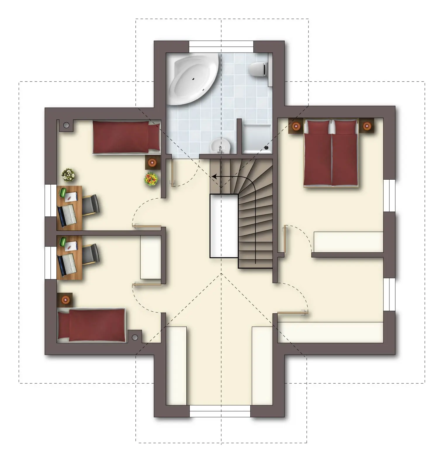 Grundriss Obergeschoss | Wohnen mit Naturanschluss – modernes Einfamilienhaus in Vorchdorf zu kaufen | Objekt 1150 | Daxner Immobilien, Ebensee am Traunsee, Salzkammergut